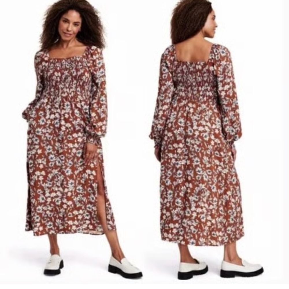 LaLigne Brown Floral Cottagecore Midi Dress -- 3XL‎